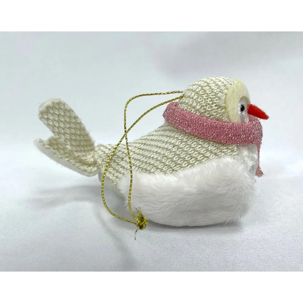 Wondershop Featherly Friends Bird Ornaments Rose Zinny Pink Scarf Faux Fur